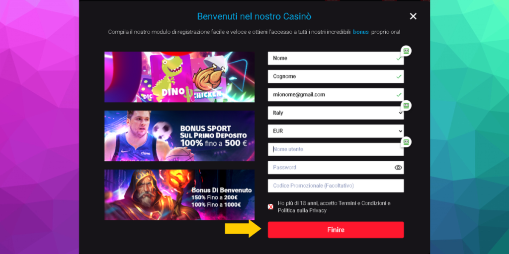 finita la registrazione su mystake.com
